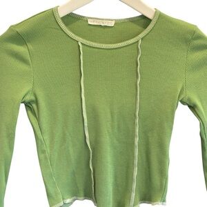 Full Tilt Tilly's Green Ribbed Crop Top Long Sleeve Size Small